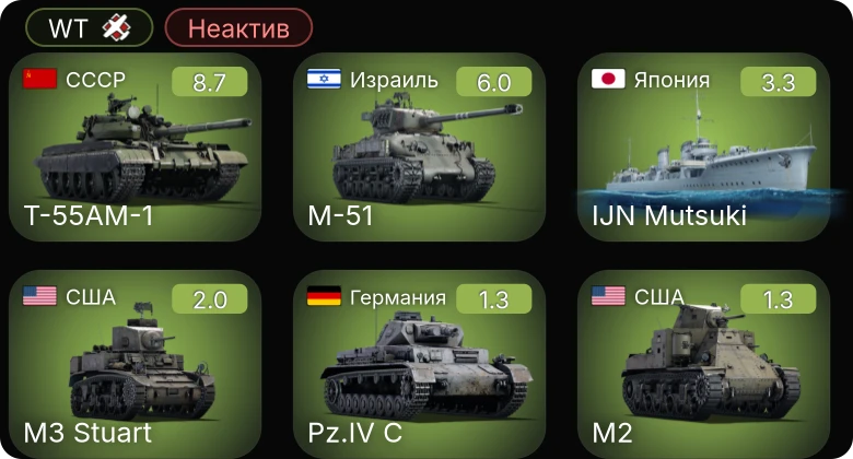 WT — Неактив | 6 ранг: 1шт