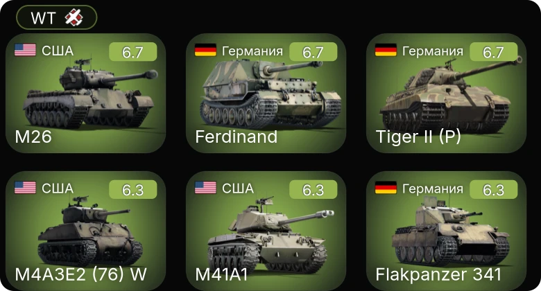 WT — M41A1 | M26 | M4A3E2 (76) W | M19A1 | M36 GMC