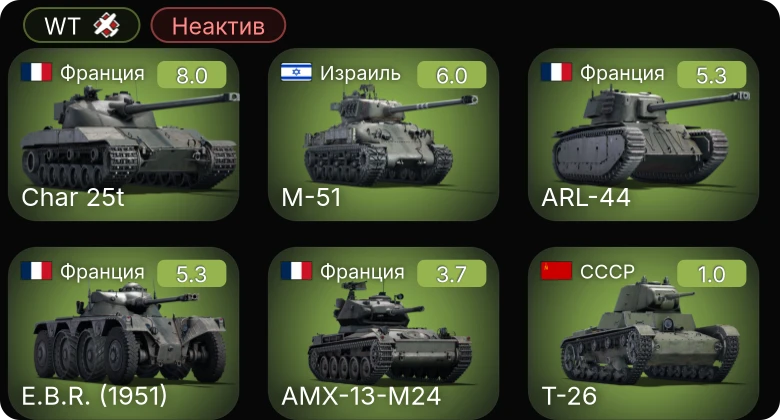 WT — Неактив | 5 ранг: 1шт