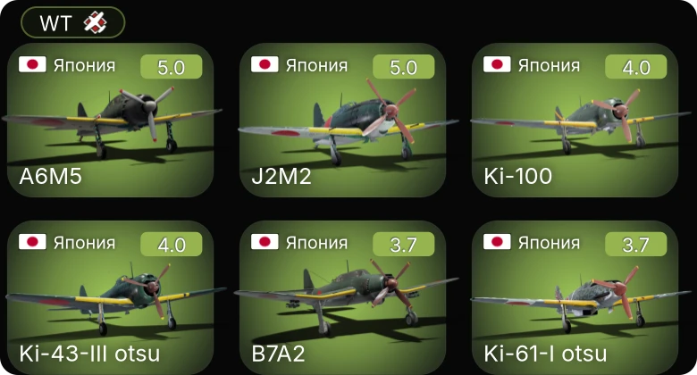 WT — B7A2 | J2M2 | A6M5 | Ki-100 | Ki-43-III otsu
