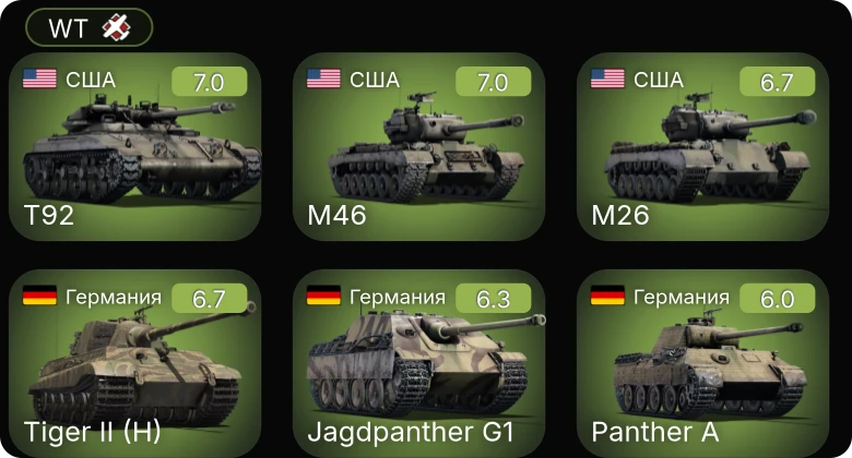 WT — T92 | M46 | M26 | M109G | Jagdpanther G1