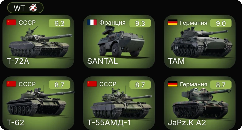 WT — 6 ранг: 12шт 5 ранг: 5шт