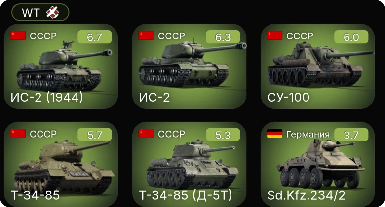 WT — ИС-2 (1944) | ИС-2 | СУ-100 | Т-34-85 (Д-5Т) | Т-34-85
