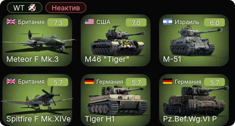 WT — Неактив | 5 ранг: 1шт