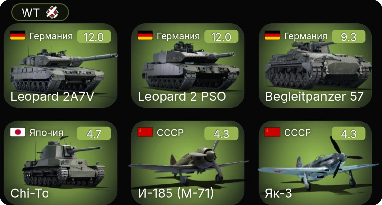 WT — 8 ранг: 2шт 6 ранг: 1шт