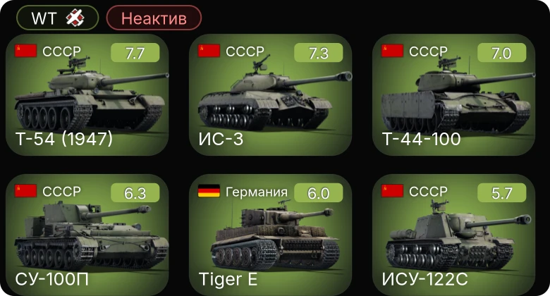 WT — Неактив | 5 ранг: 3шт