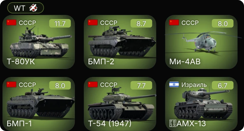 WT — 7 ранг: 1шт 6 ранг: 1шт 5 ранг: 3шт