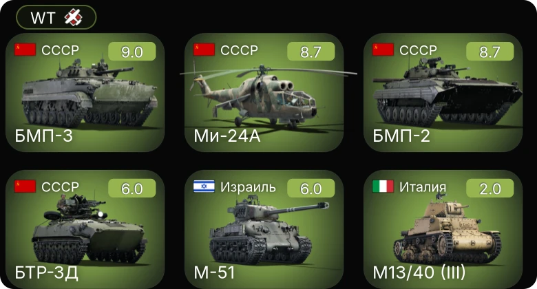 WT — 6 ранг: 3шт 5 ранг: 1шт