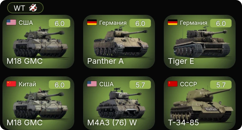 WT — ␗M18 GMC | ZSD63/PG87 | M4A3 (76) W | M18 GMC | M4A2 (76) W