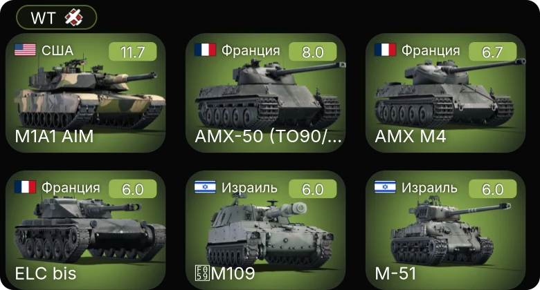 WT — 7 ранг: 1шт 5 ранг: 1шт