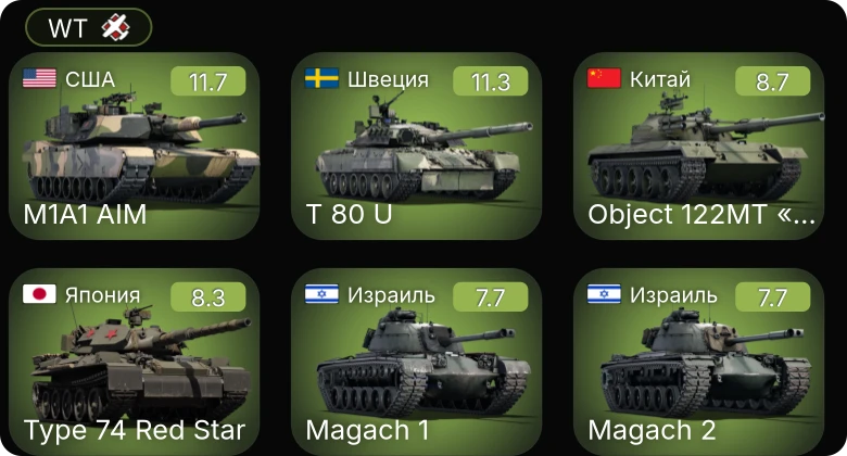 WT — 8 ранг: 1шт 7 ранг: 1шт 6 ранг: 1шт