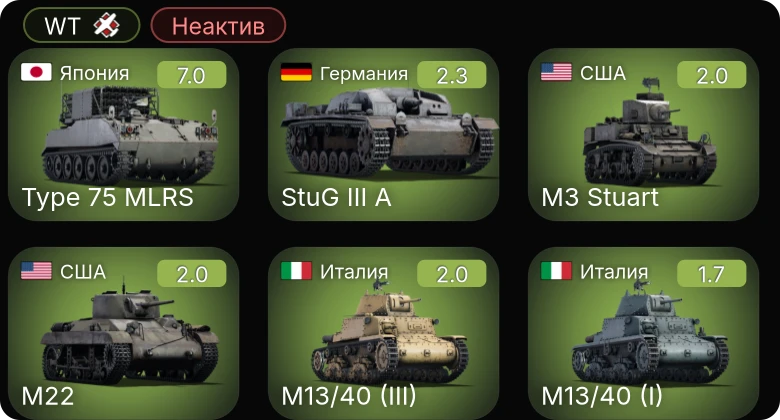 WT — Неактив | 5 ранг: 1шт
