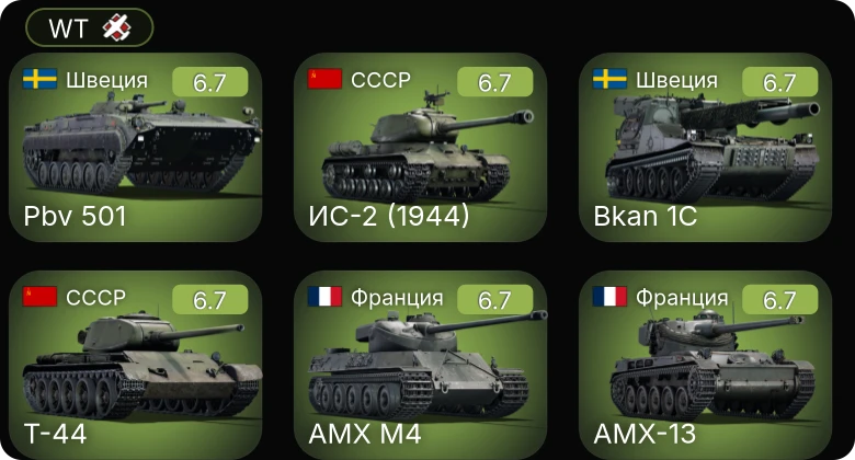 WT — Т-44 | ИС-2 (1944) | СУ-100П | 2С3М | M53/59