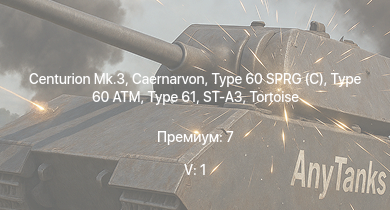 WT — 5 ранг: 1шт Centurion Mk.3 | Caernarvon | FV4202 | Tortoise | Type 61 | ST-A3 | Type 60 SPRG (C) | Type 60 ATM | Charioteer Mk.VII | FV4005