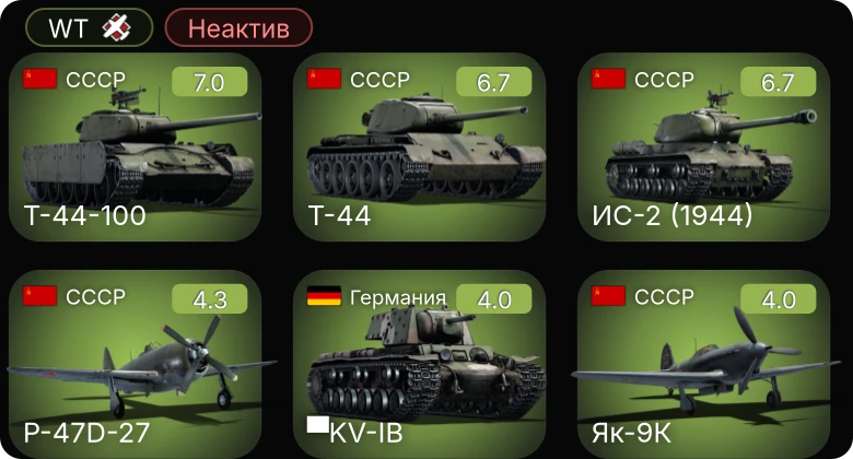 WT — Неактив | 5 ранг: 1шт