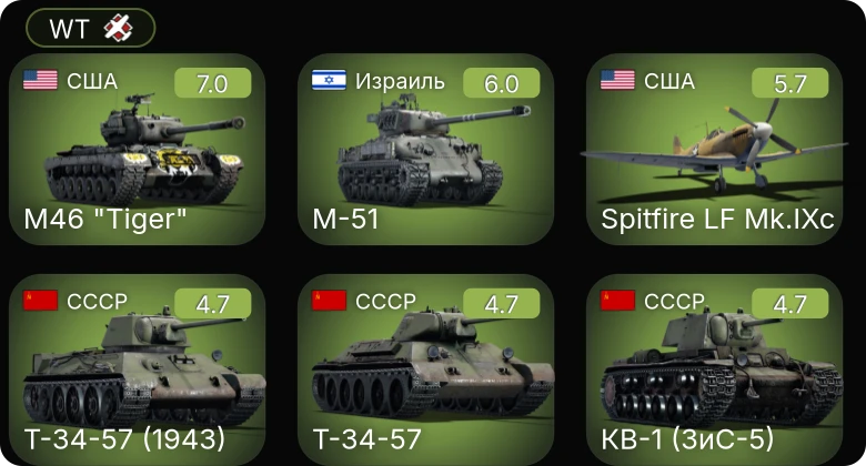 WT — Spitfire LF Mk.IXc | M46 "Tiger" | M-51 | M24 | КВ-1 (ЗиС-5)