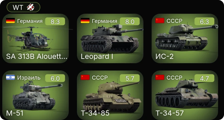 WT — 7 ранг: 1шт 5 ранг: 2шт