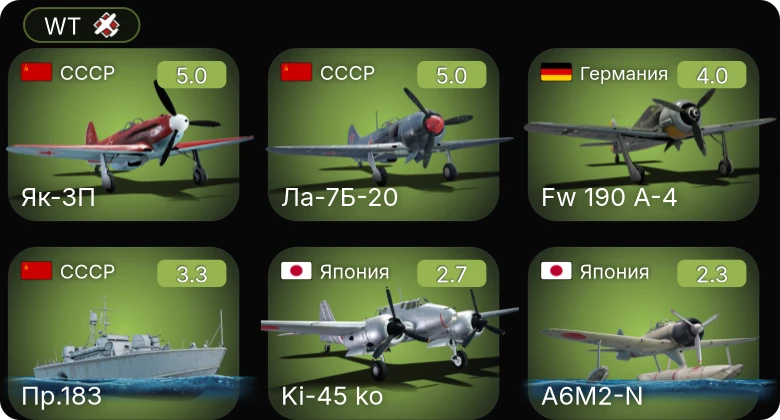 WT — Пр.183 | Як-3П | Ла-7Б-20 | Fw 190 A-4 | Пр.123К