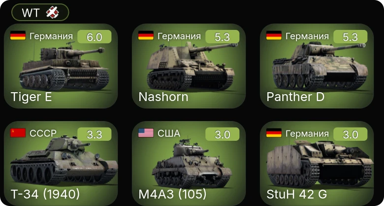 WT — Nashorn | M3 Lee | M4A3 (105) | Т-34 (1940) | СУ-122