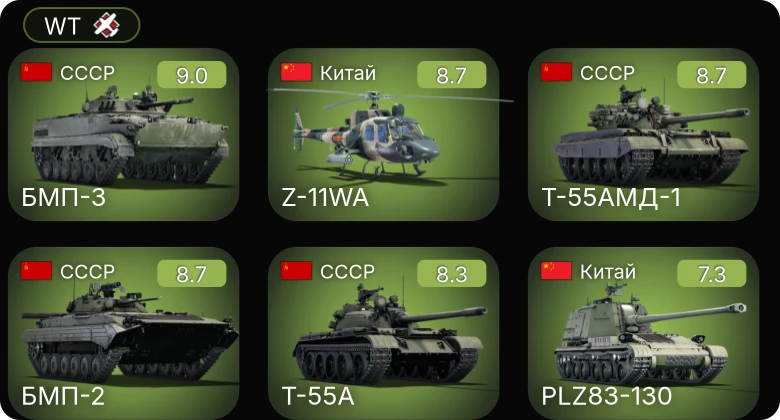 WT — 6 ранг: 4шт 5 ранг: 2шт