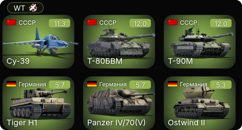 WT — 8 ранг: 2шт 7 ранг: 2шт 6 ранг: 2шт Су-39