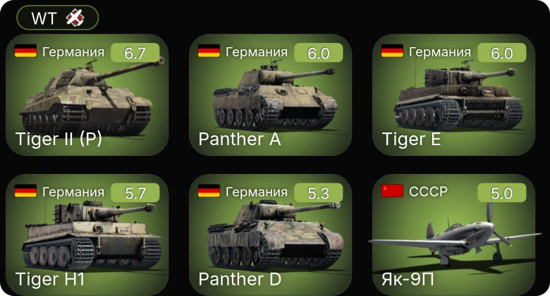 WT — Як-9П | Як-9К | Ла-5ФН | Як-9У | Як-9Т