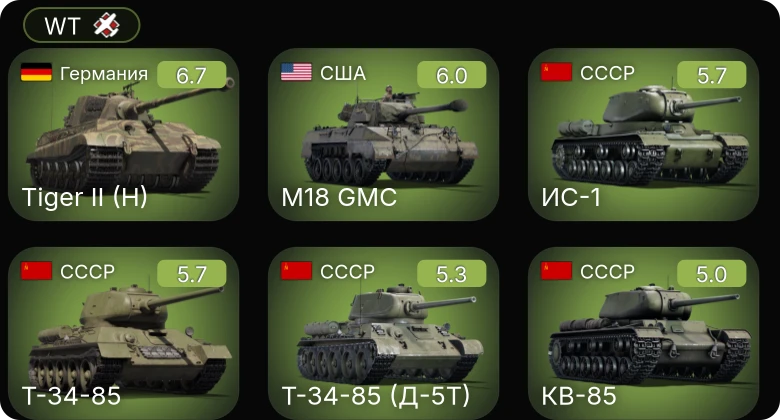 WT — M18 GMC | Т-34-85 | КВ-85 | Т-34-85 (Д-5Т) | СУ-85