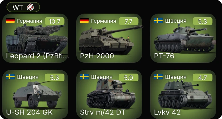 WT — 7 ранг: 1шт 5 ранг: 1шт