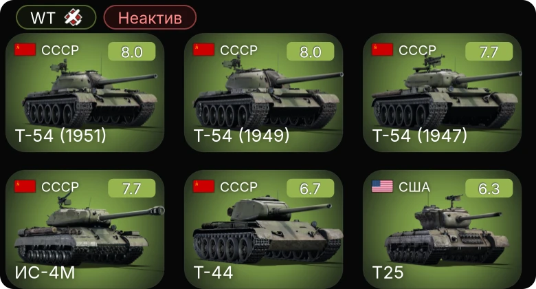 WT — Неактив | 5 ранг: 4шт