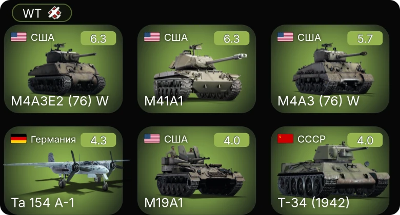 WT — M41A1 | M4A3E2 (76) W | XA-38 | M4A3 (76) W | M19A1