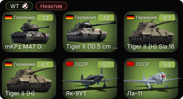 WT — Неактив | 5 ранг: 1шт