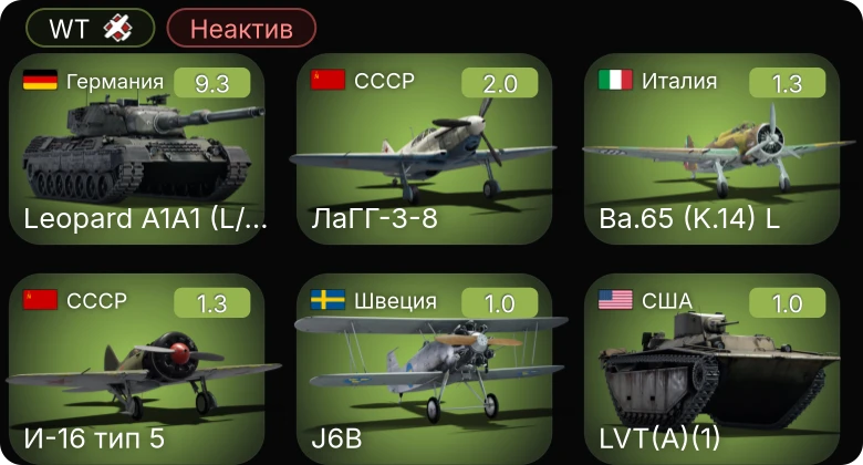 WT — Неактив | 6 ранг: 1шт