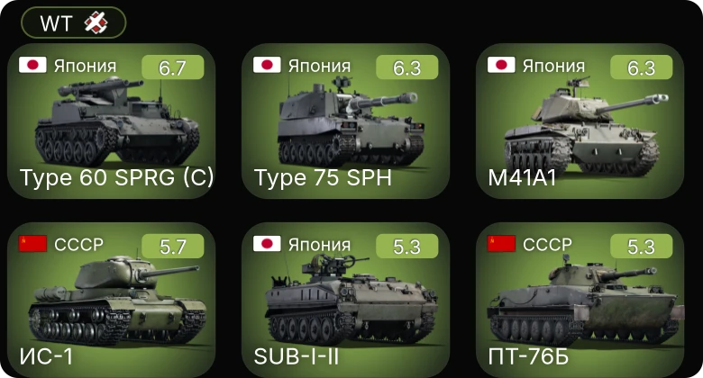 WT — Type 60 SPRG (C) | SUB-I-II | Type 75 SPH | M41A1 | БТР-152Д