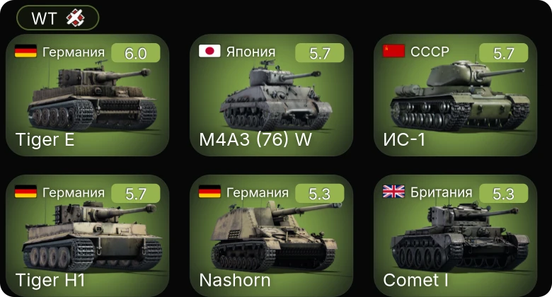 WT — M4A3 (76) W | Nashorn | Т-34-85 (Д-5Т) | КВ-85 | СУ-85М