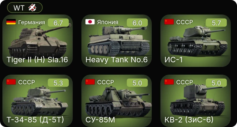 WT — СУ-85М | КВ-85 | КВ-2 (ЗиС-6) | ИС-1 | Т-34-85 (Д-5Т)