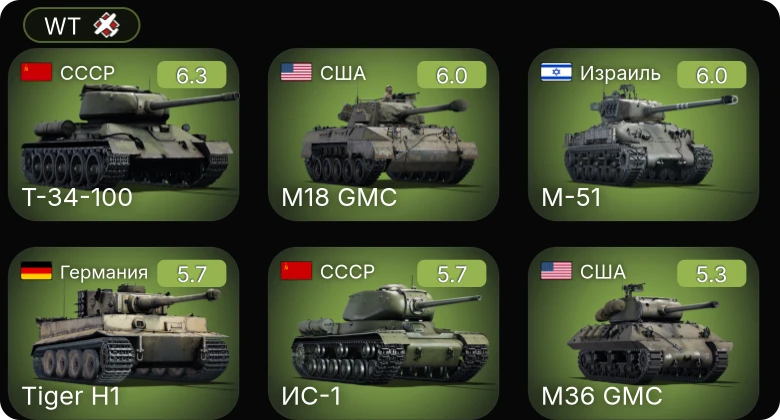 WT — Т-34-100 | M-51 | M18 GMC | M36 GMC | M4A2 (76) W