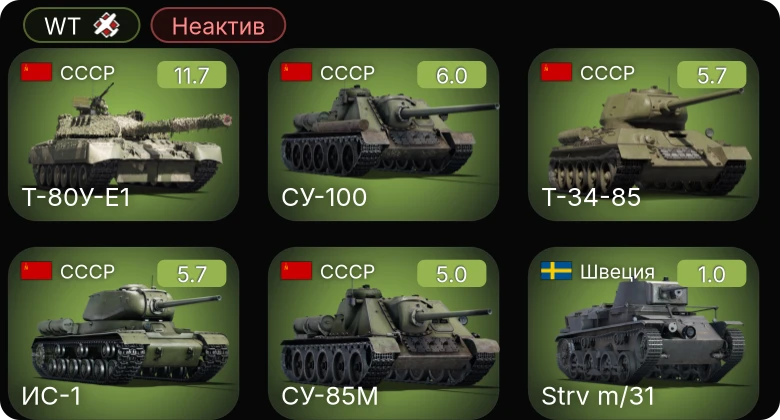 WT — Неактив | 7 ранг: 1шт