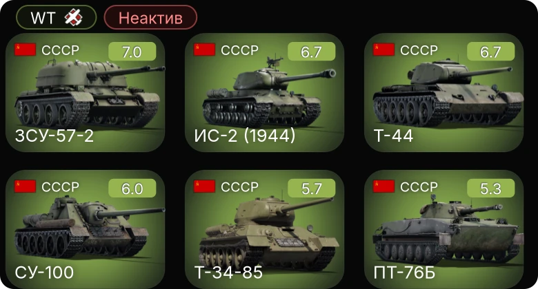 WT — Неактив | 5 ранг: 1шт