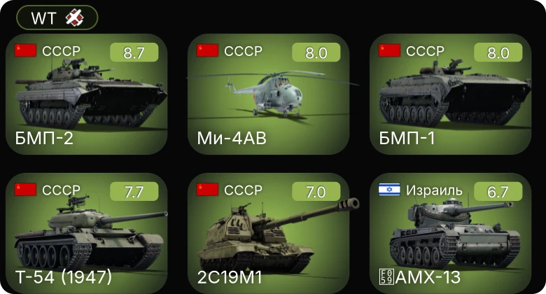 WT — 6 ранг: 1шт 5 ранг: 4шт