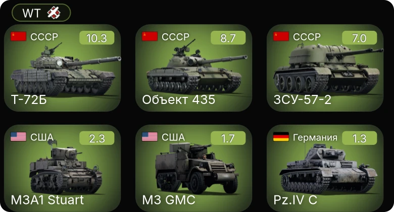 WT — 7 ранг: 1шт 6 ранг: 1шт 5 ранг: 1шт