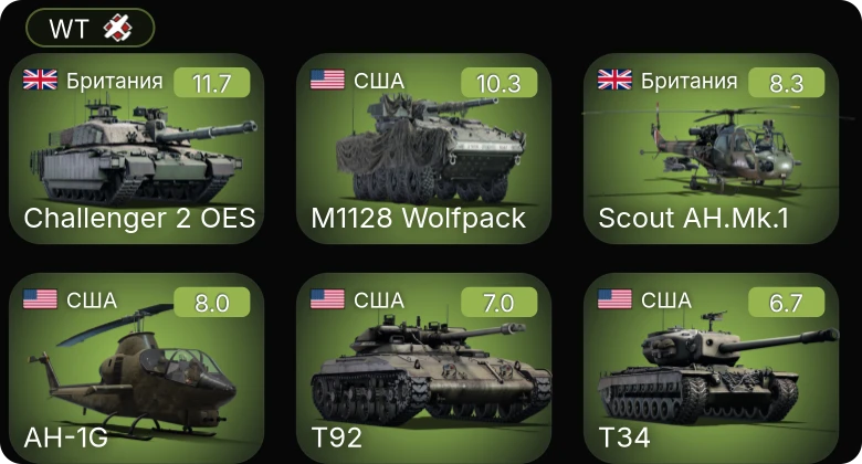 WT — 7 ранг: 2шт 5 ранг: 2шт