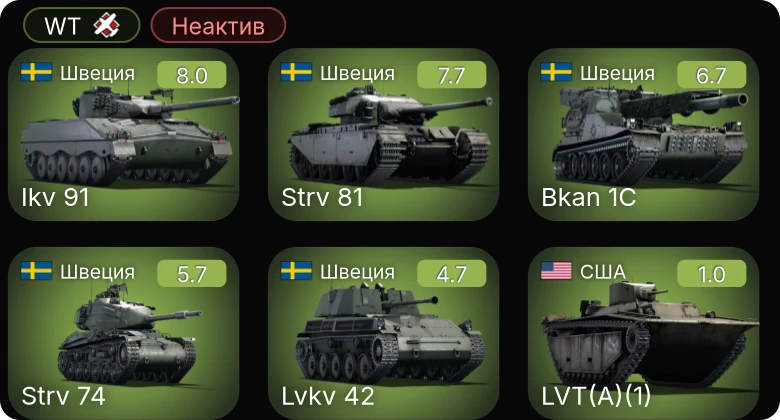 WT — Неактив | 5 ранг: 2шт