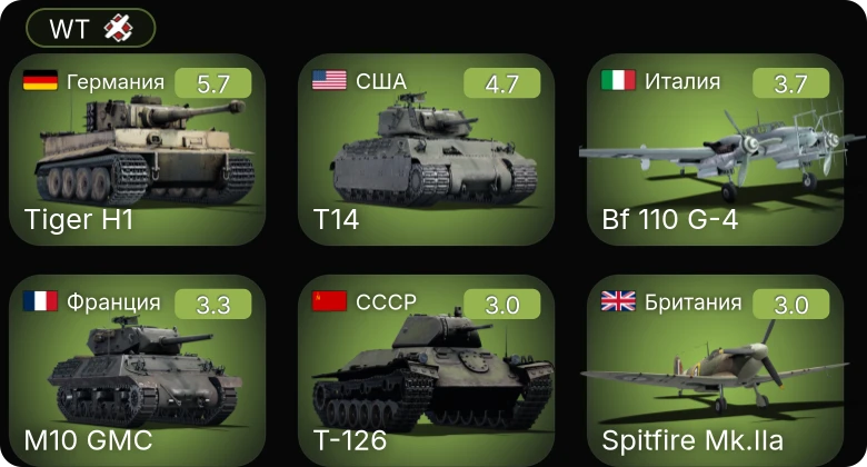 WT — T14 | Bf 110 G-4 | ЗиС-30 | Т-126 | Corsair F Mk II
