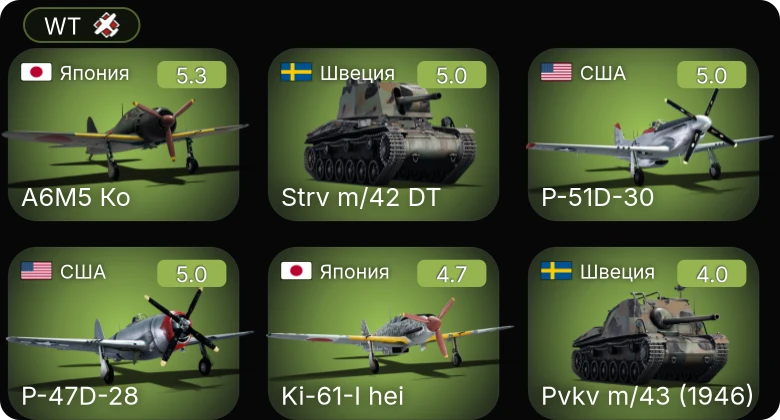 WT — P-51D-30 | Ki-61-I hei | A6M5 Ко | BTD-1 | P-47D-28