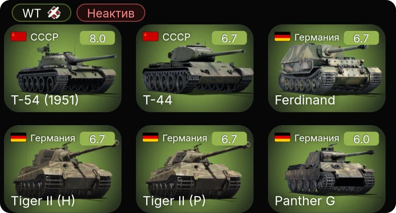 WT — Неактив | 5 ранг: 1шт