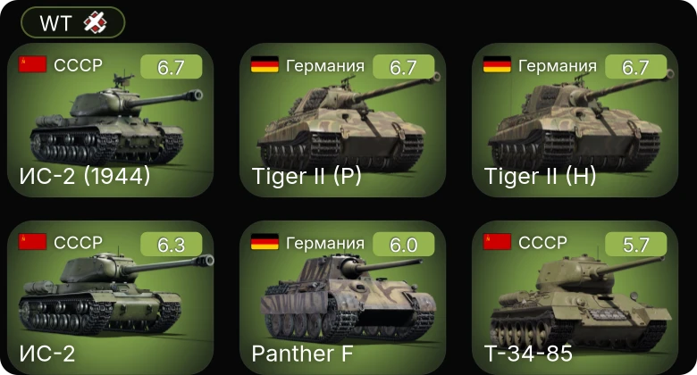 WT — ИС-2 (1944) | ИС-2 | Т-34-85 | Т-34-57 | КВ-1 (ЗиС-5)