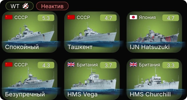 WT — Неактив | Гроза | Спокойный | Ташкент | Пр.123К | IJN Hatsuzuki