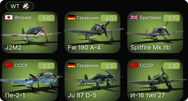 WT — Fw 190 A-4 | J2M2 | SB2C-1C | Bf 109 E-3 | Fw 190 A-1