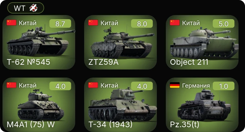 WT — 6 ранг: 1шт 5 ранг: 1шт