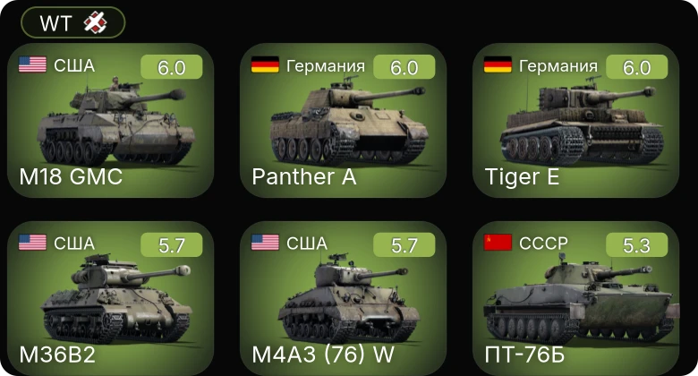 WT — M18 GMC | M4A3 (76) W | M36B2 | M42 | Nashorn